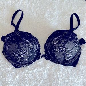 NEW Dream Angels Victoria’s Secret black lace plunge push-up bra 32B